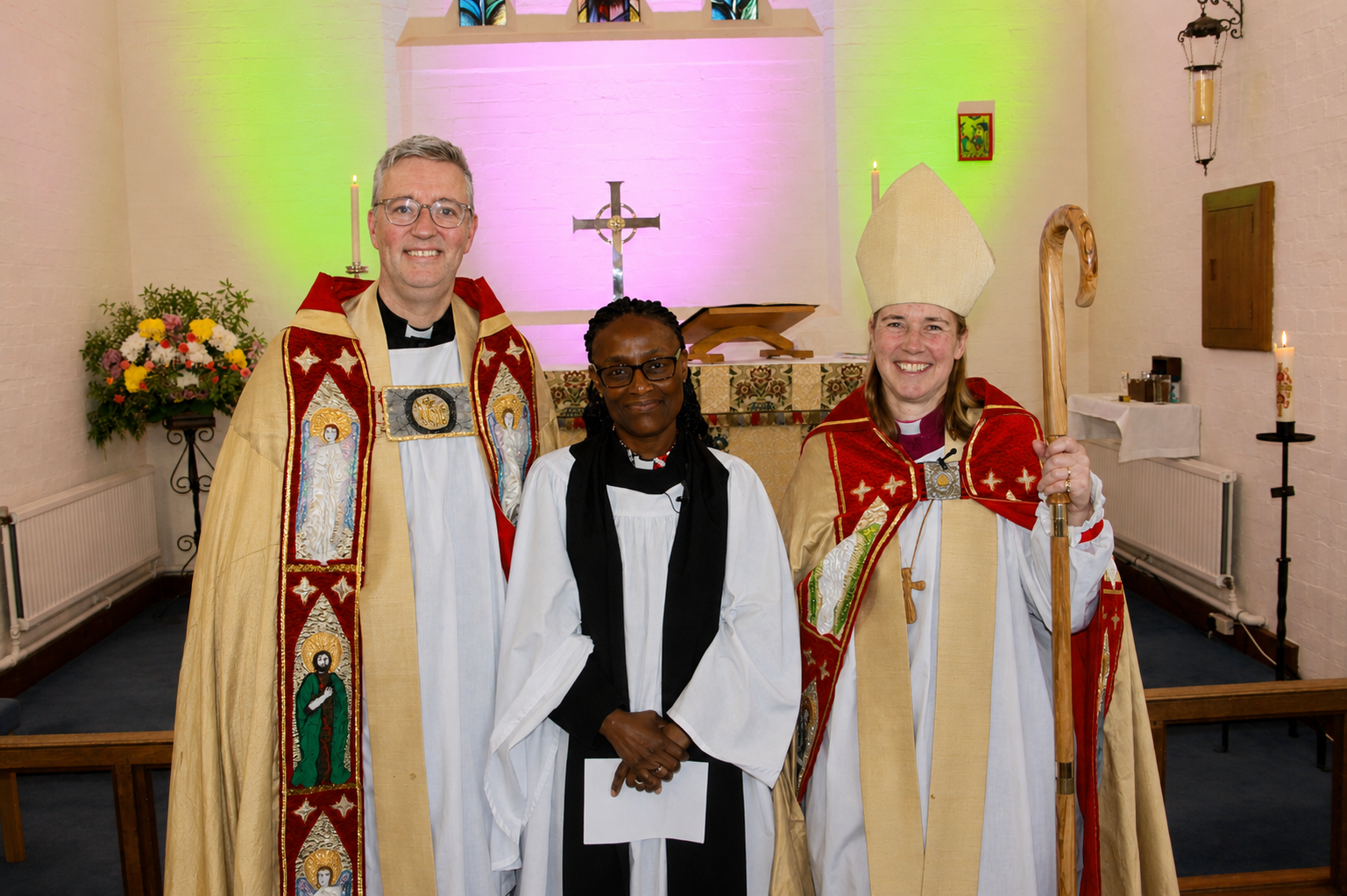 Ritah Namakula St Oswalds Church with Bishop of Hertford and Archdeacon